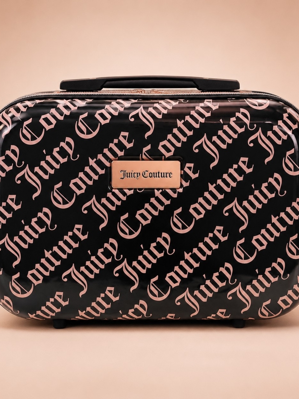 Juicy Couture Black & Pink Logo Cosmetic Train Case